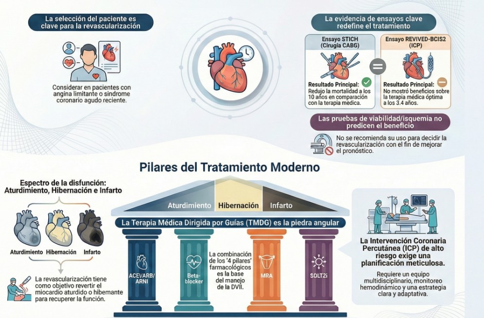 🔎 Revascularización en disfunción ventricular izquierda isquémica: qué cambia tras STICH y REVIVED

Lee el artículo completo y descubre cómo seleccionar pacientes y planificar la PCI de alto riesgo: cardioteca.com/isquemia-angin… 

🫀 En enfermedad coronaria estable con FEVI reducida,