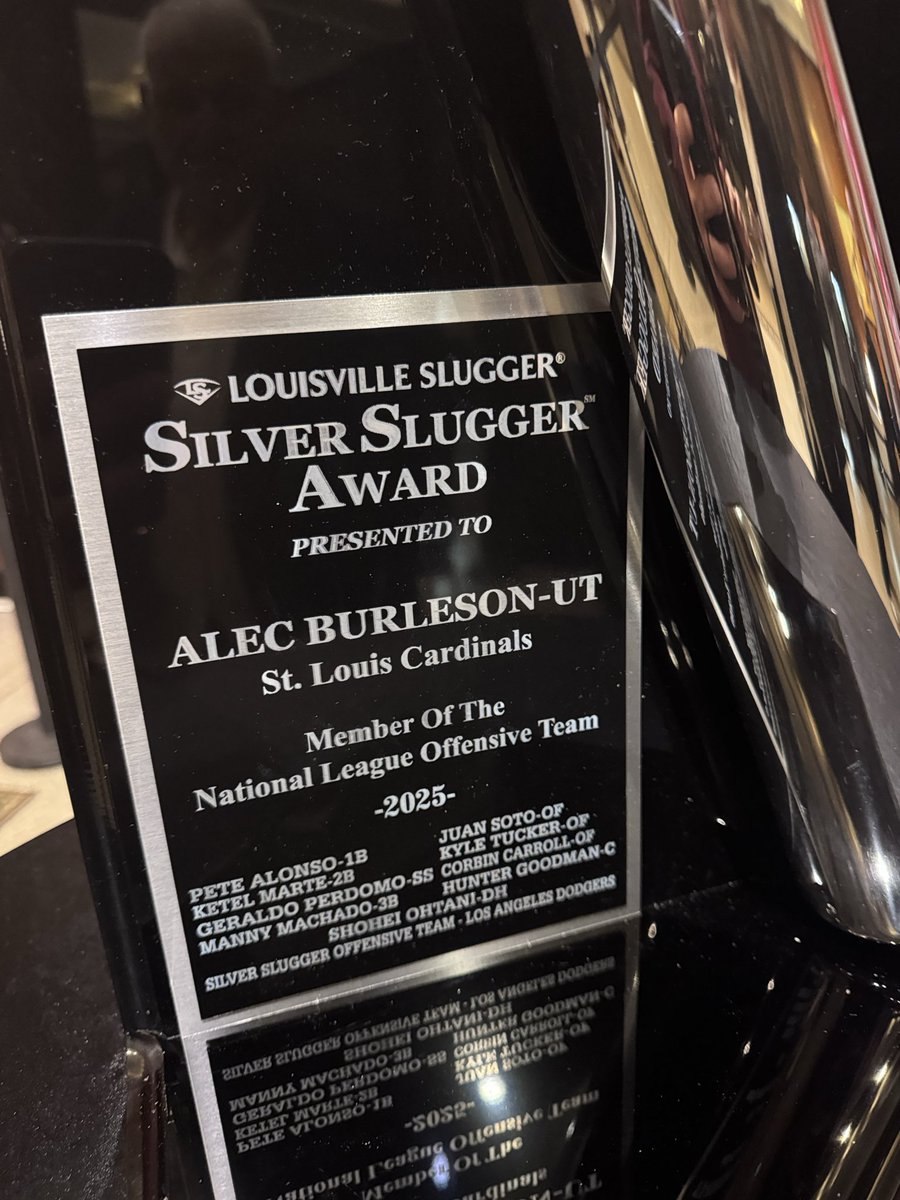 paulkuo's tweet photo. Had a great time in St. Louis yesterday attending the @StLouisBBWAA 66th annual dinner. Congratulations to all the honorees including @alecburleson9 who received his NL Silver Slugger award! https://t.co/sGbsyDiBR6