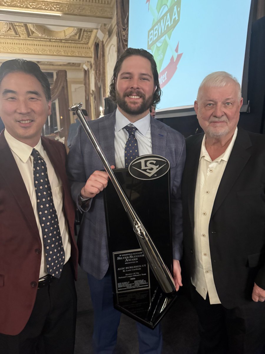 paulkuo's tweet photo. Had a great time in St. Louis yesterday attending the @StLouisBBWAA 66th annual dinner. Congratulations to all the honorees including @alecburleson9 who received his NL Silver Slugger award! https://t.co/sGbsyDiBR6