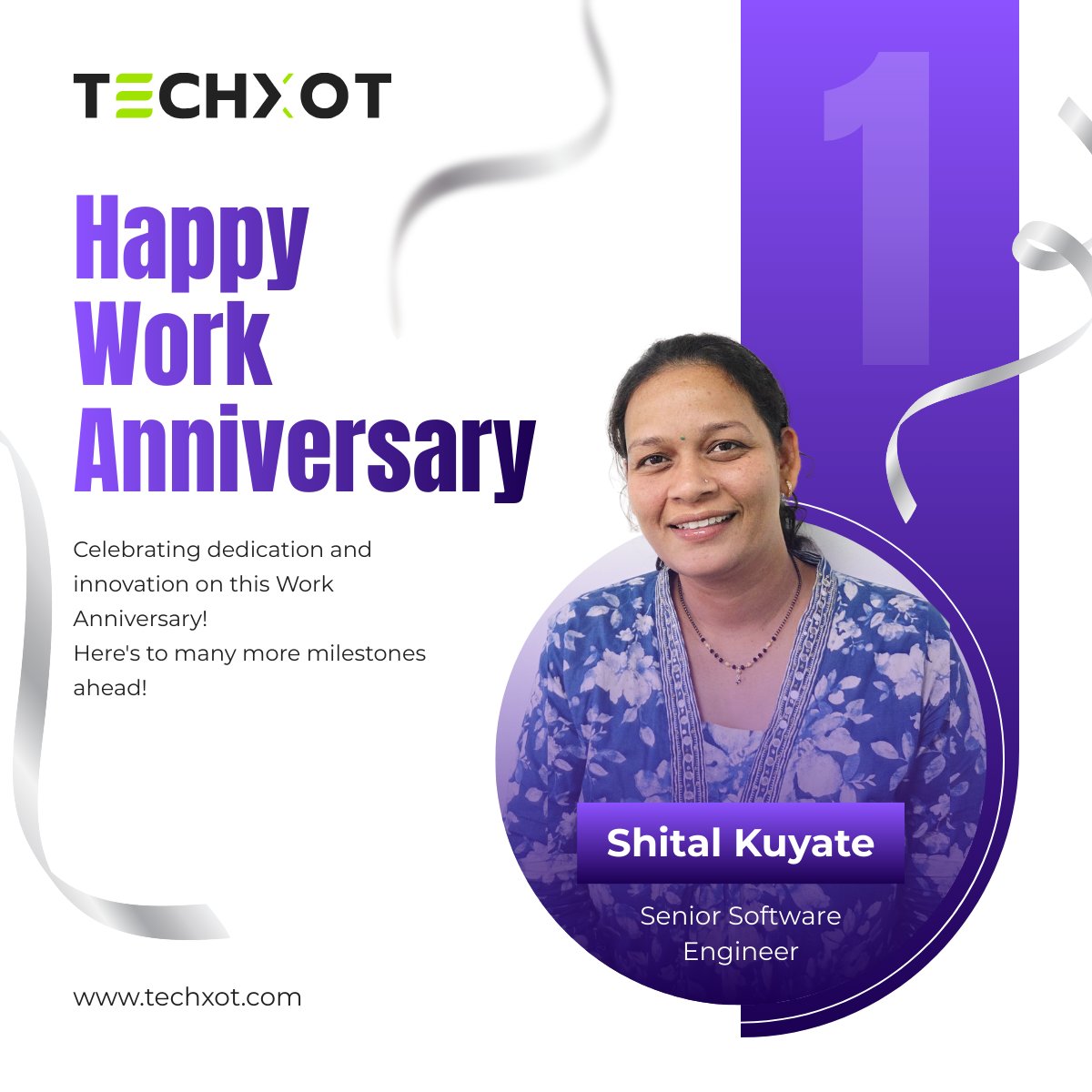 Happy Work Anniversary, <a href="/KuyateShital/">Shital Kuyate</a> ! 🎉

Thank you for your dedication, consistency, and valuable contributions to the team. Wishing you continued growth and success ahead! ✨

#WorkAnniversary #EmployeeRecognition #EmployeeAppreciation #CorporateCulture #Techxot #Nashik