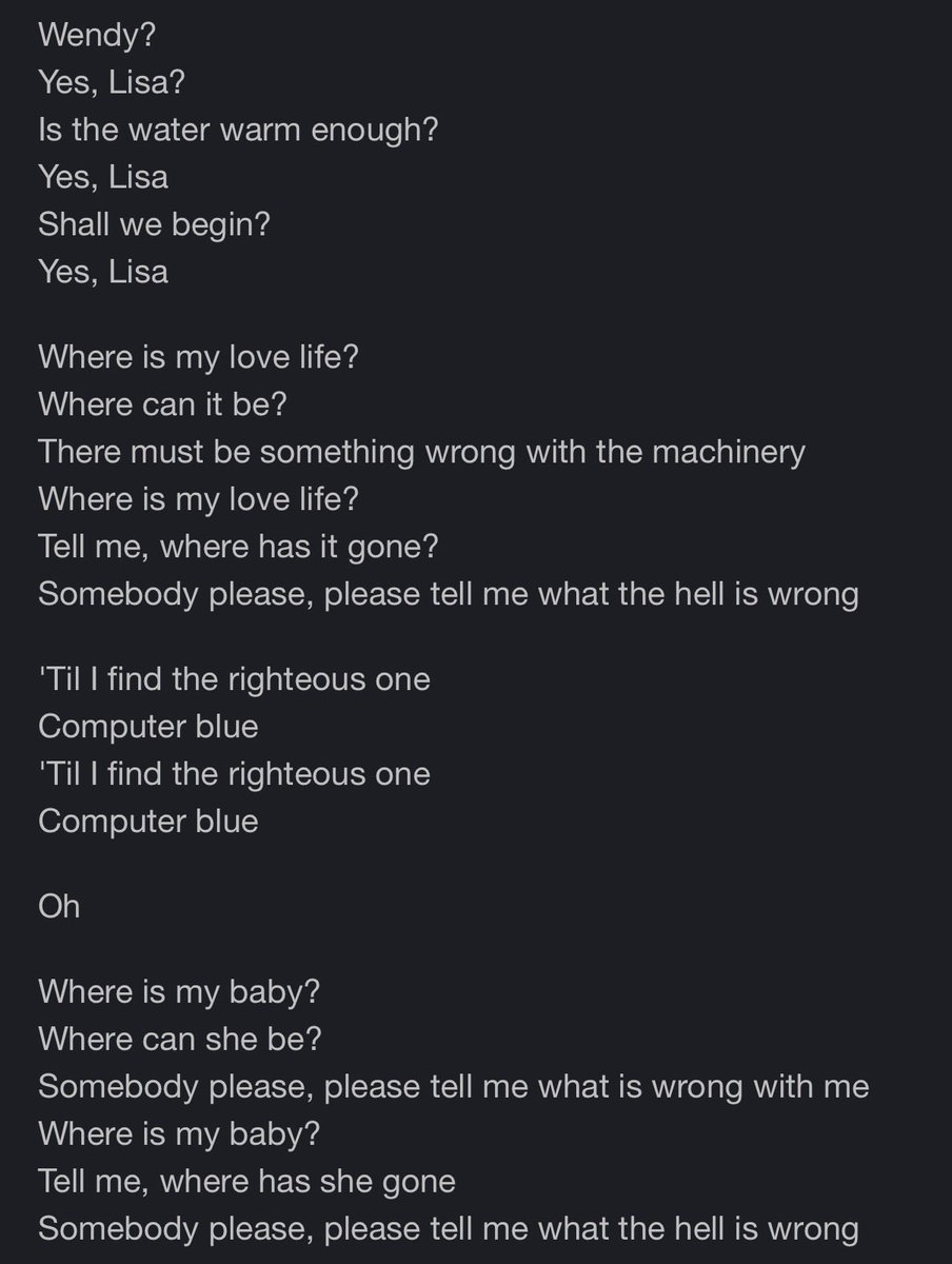 MoBigBrother's tweet photo. Monday, A3 Computer Blue. The lyrics have a lot going on. The long section about the Hallway comes from the original unedited recording. A 12:18 edit with the hallway speech was released in  2017 w/ a rerelease of Purple Rain #conformitygate https://t.co/82Eiz5bwcL