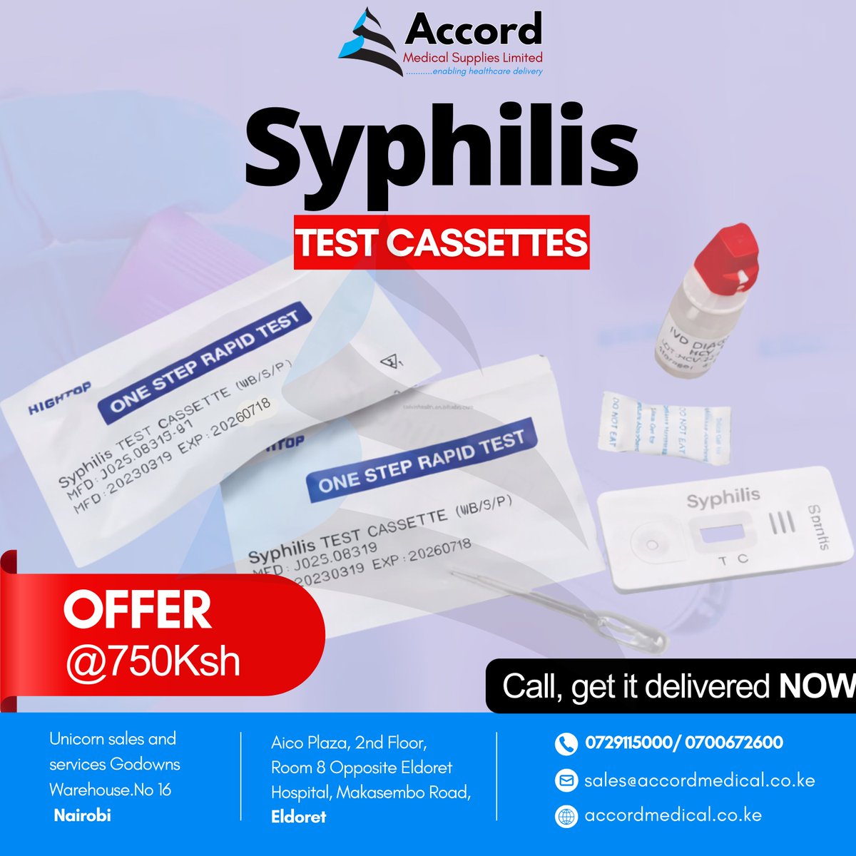 January Offer!
we do delivery countrywide, contact us on 
Call 0729 115 000 for orders
Visit accordmedical.co.ke
#accordmedical #accord #medicalsupplies #installation #service #delivery #accord #testcassetes #maternity #Medicalkenya #labequipment
