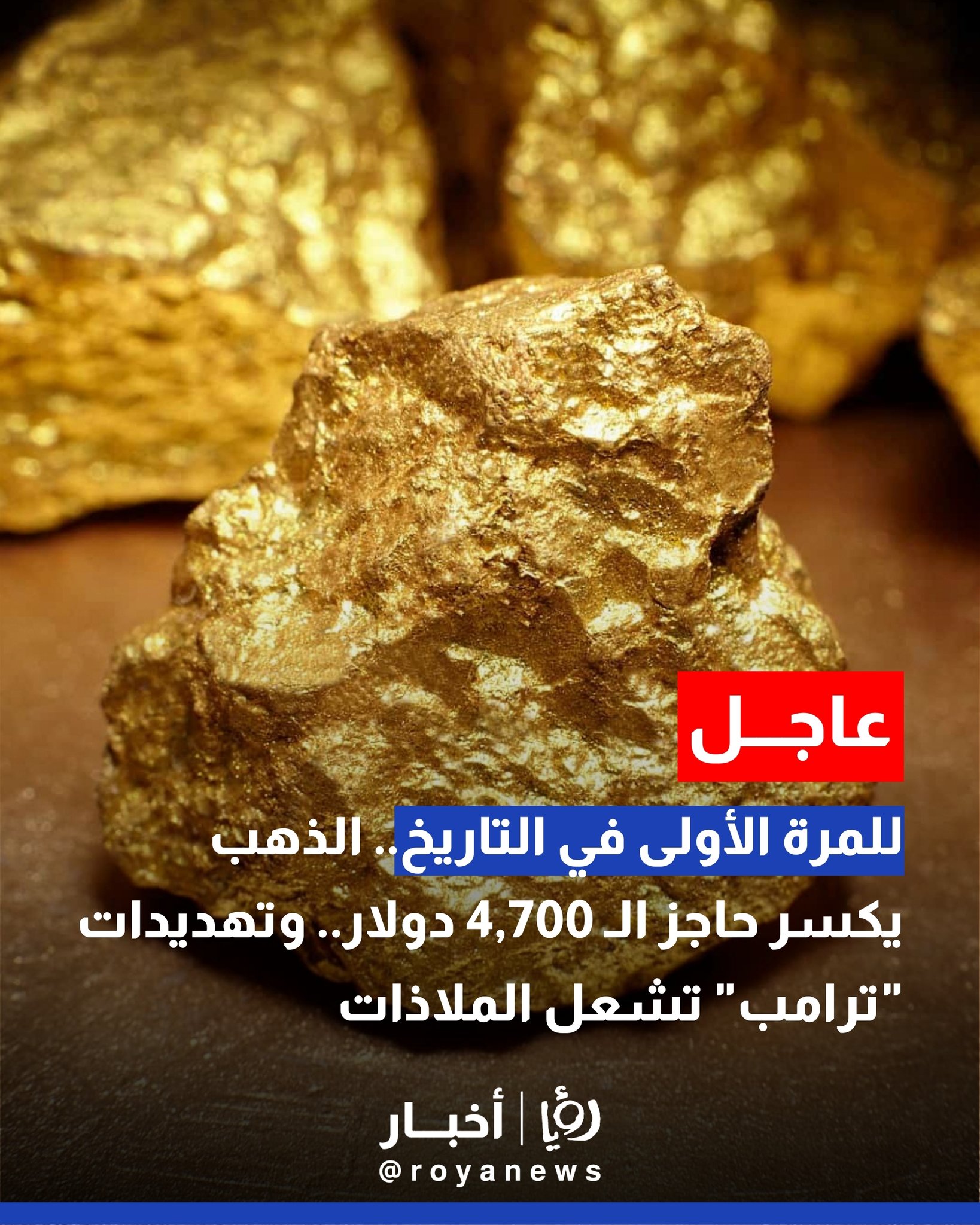 للمرة الأولى في التاريخ.. الذهب يكسر حاجز الـ 4,700 دولار.. وتهديدات "ترامب" تشعل الملاذات #عاجل 