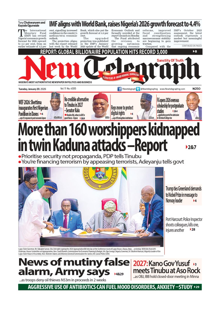 NewTelegraphNIG's tweet photo. 🗞️ https://t.co/TgsCvspJvN
Tuesday’s headlines are live. The week is in full motion, and so are the stories shaping Nigeria’s politics, economy, and everyday life.
#NewTelegraph #NigeriaNews #Headlines #TuesdayUpdates #NaijaUpdates #BreakingNews #PressForProgress #StayInformed https://t.co/z7GLzO2rx0
