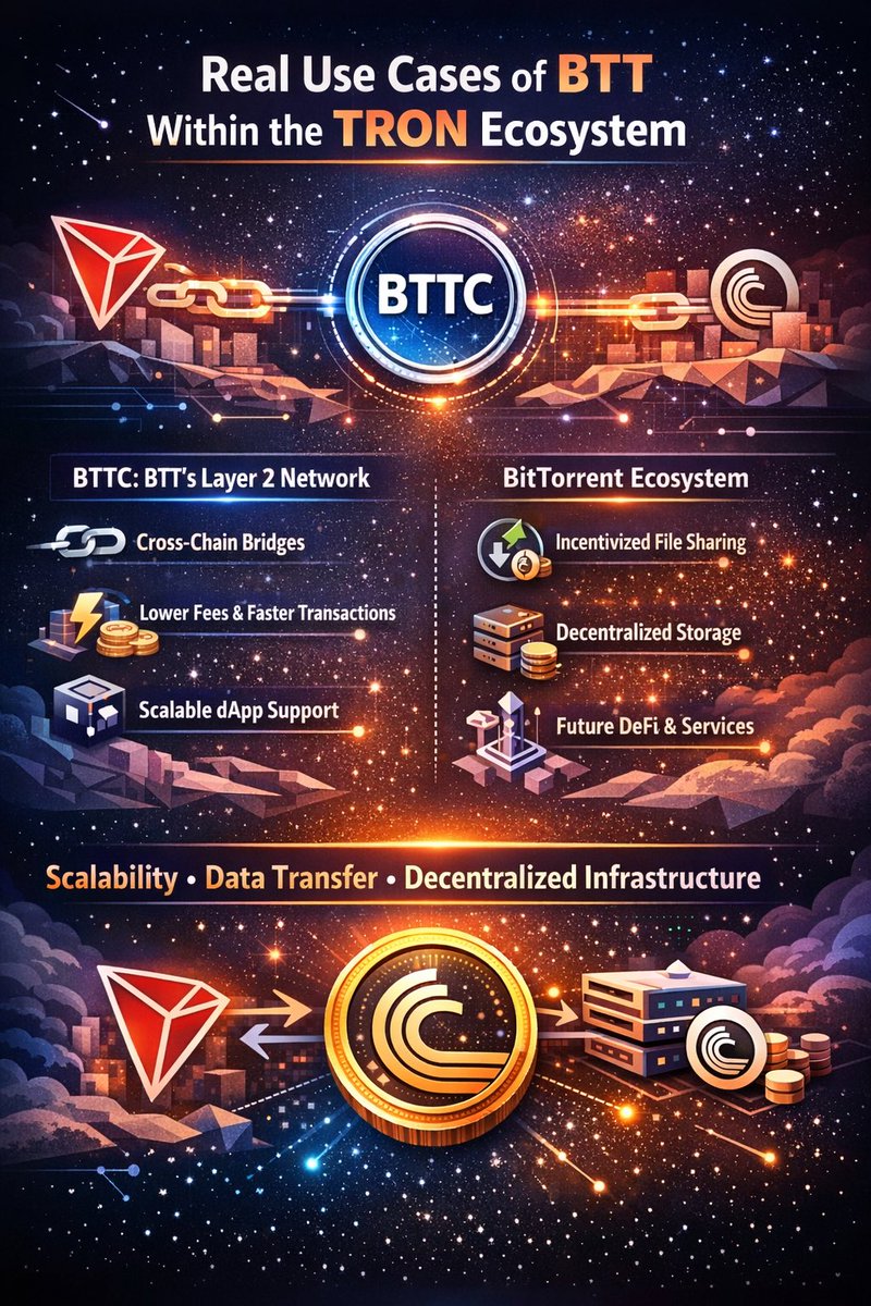 𝐑𝐞𝐚𝐥 𝐔𝐬𝐞 𝐂𝐚𝐬𝐞𝐬 𝐨𝐟 𝐁𝐓𝐓 𝐖𝐢𝐭𝐡𝐢𝐧 𝐭𝐡𝐞 𝐓𝐑𝐎𝐍  𝐄𝐜𝐨𝐬𝐲𝐬𝐭𝐞𝐦 BTT (BitTorrent Token) is often talked about as an  infrastructure token, but its role inside the TRON ecosystem is very real  and already