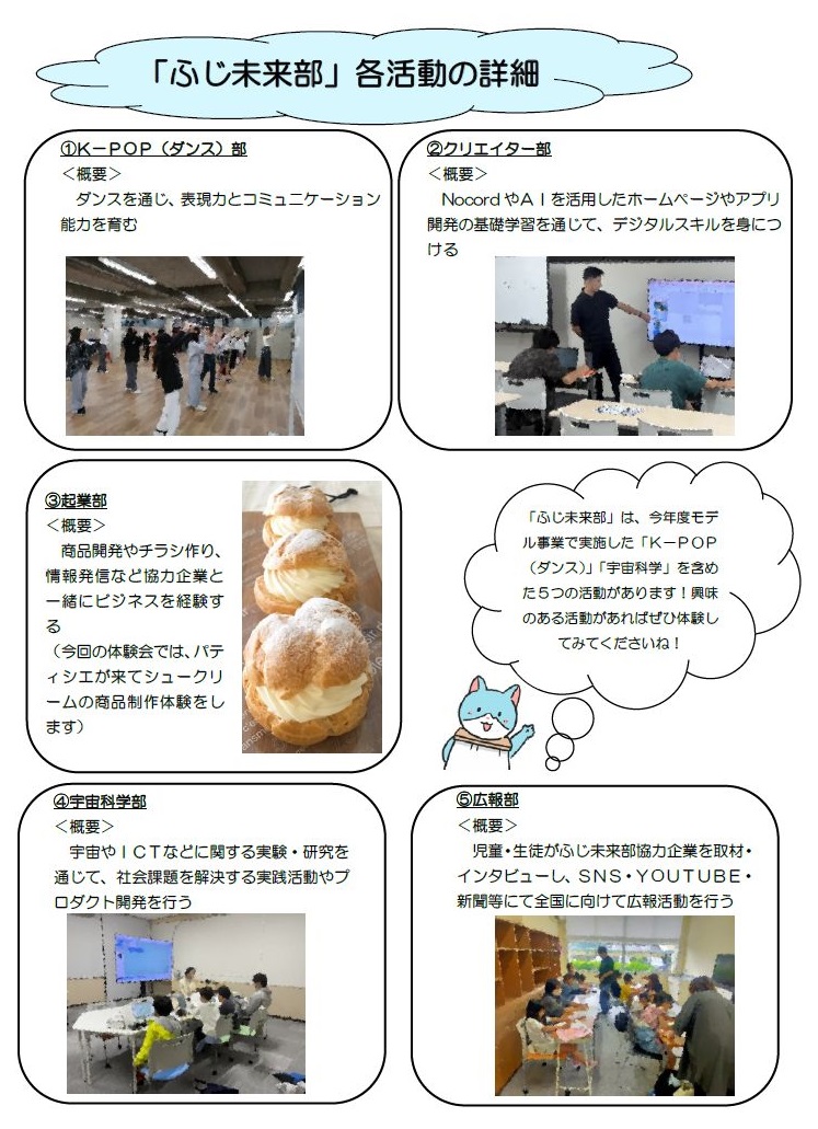 【部活動地域移行に向けた体験会】
令和8年度以降の部活動地域移行本格実施に向けて、様々な活動の体験会を実施します。
ぜひ、ご参加ください。

とき／1月24日(土)
ところ／#WORX富士
申込締切／1月22日(木)
主催／株式会社JOINX

詳しくは、リンクをご覧ください。
city.fuji.shizuoka.jp/documents/2136…
#富士市