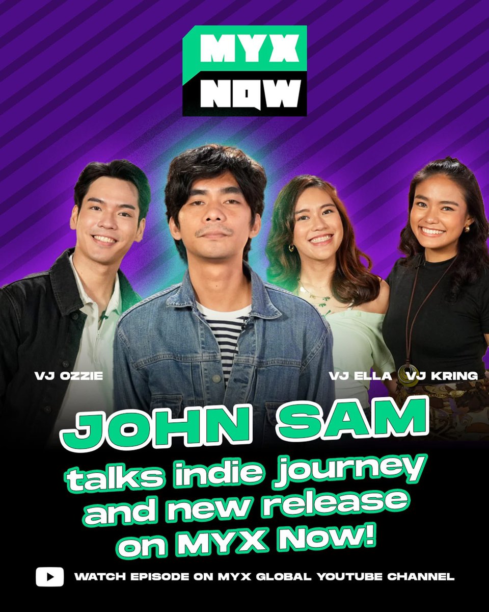 ABSCBNpr's tweet photo. Everyone starts somewhere 👀 John Sam shares his story on #MYXNOW!

Full episode now streaming on MYX Global YouTube

#MYX #GENMYX #JohnSam #JohnSamOnMYXNOW https://t.co/s9I6wRjh3o