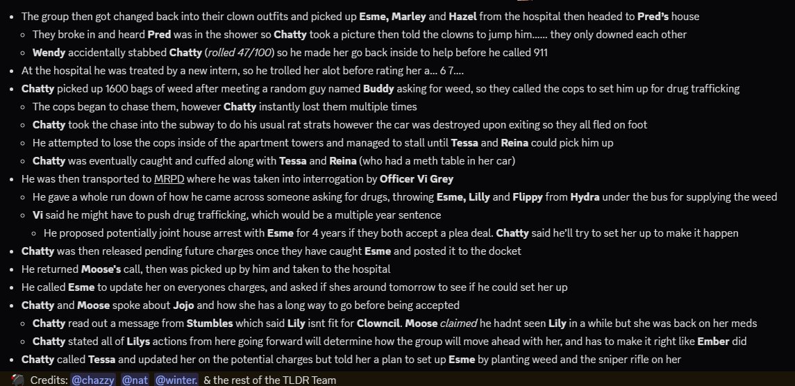 ChatterboxTLDR's tweet photo. Chatterbox: NoPixel 4.0 January 15th TLDR
 — 
"Chatterbox | NoPixel 4.0 | Clowncil"
 —  
🔴 → https://t.co/aVgiEqn6c4
🟣 → https://t.co/jBU7fD8DjZ

For all timestamps + more recaps join the discord → https://t.co/ETndrLxgdQ https://t.co/uYt7uhE14w