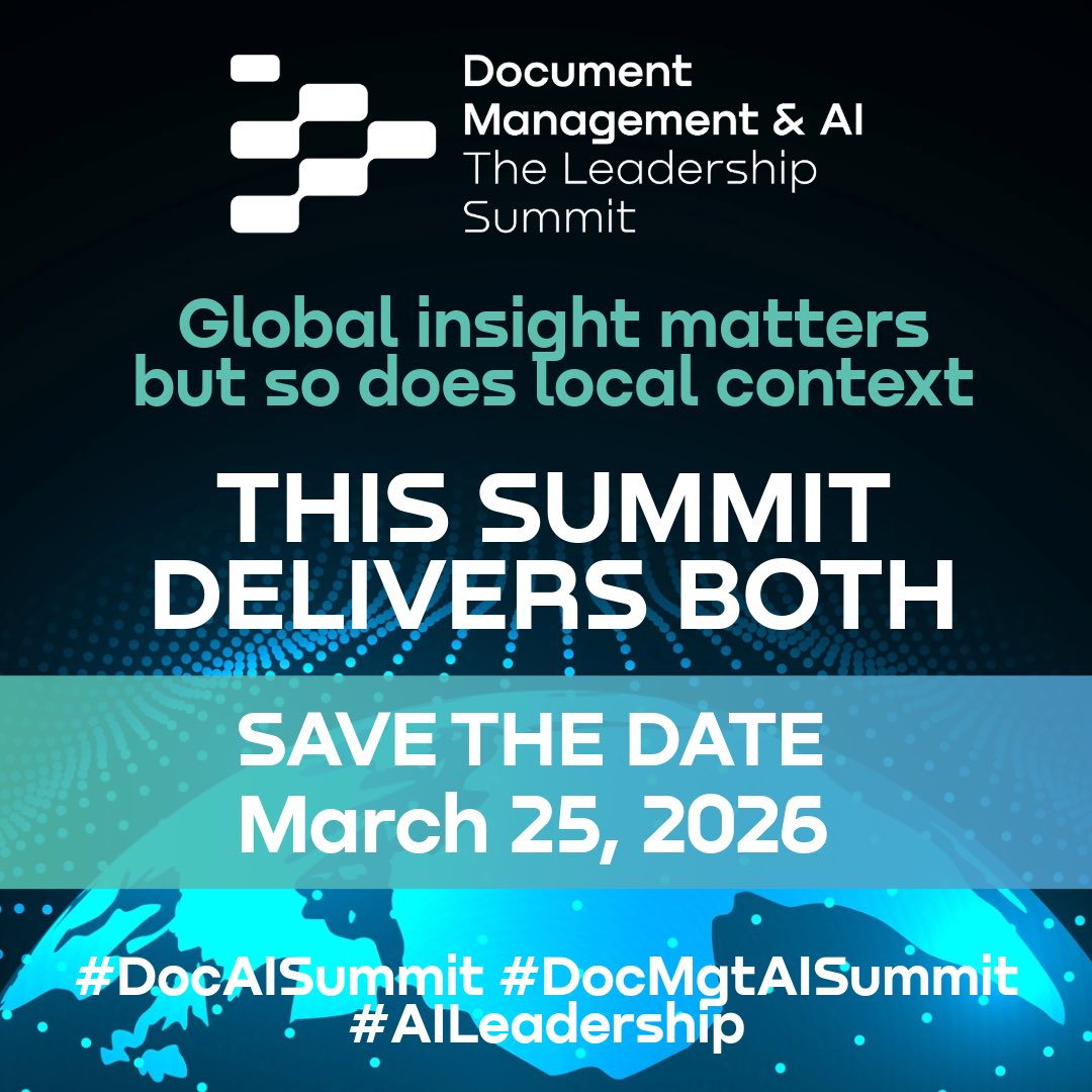 docmgtAIsummit's tweet photo. Global insight matters — but so does local context. This summit delivers both.

Save the date: March 25, 2026

#DocAISummit #DocMgtAISummit #AILeadership https://t.co/oqSb4T6VVC