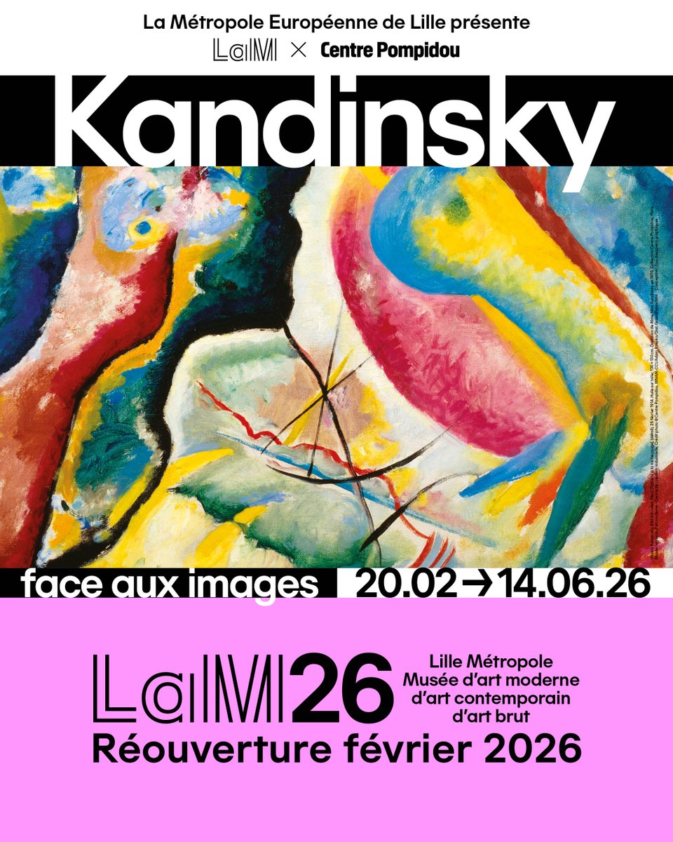 ✨ M-1 avant la réouverture du LaM et le début de la grande expo consacrée à Vassily Kandinsky (coorganisée avec le <a href="/centrepompidou/">Centre Pompidou</a>).
🗓️ Kandinsky face aux images, c'est à partir du du 20 février et jusqu'au 14 juin 2026.
🎫 Réservez votre billet ici : musee-lam.fr/fr