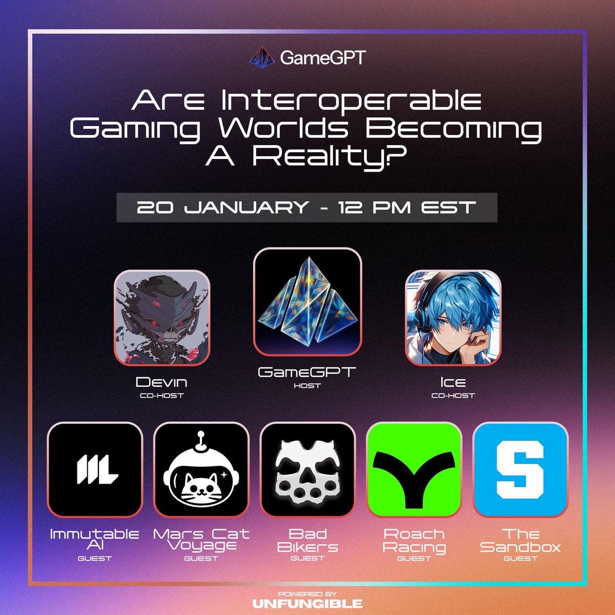 Join us today for a great upcoming show about a long debated topic: interoperability 

Is AI and blockchain tech pushing gaming to a more connected or saturated future? Join to find out!