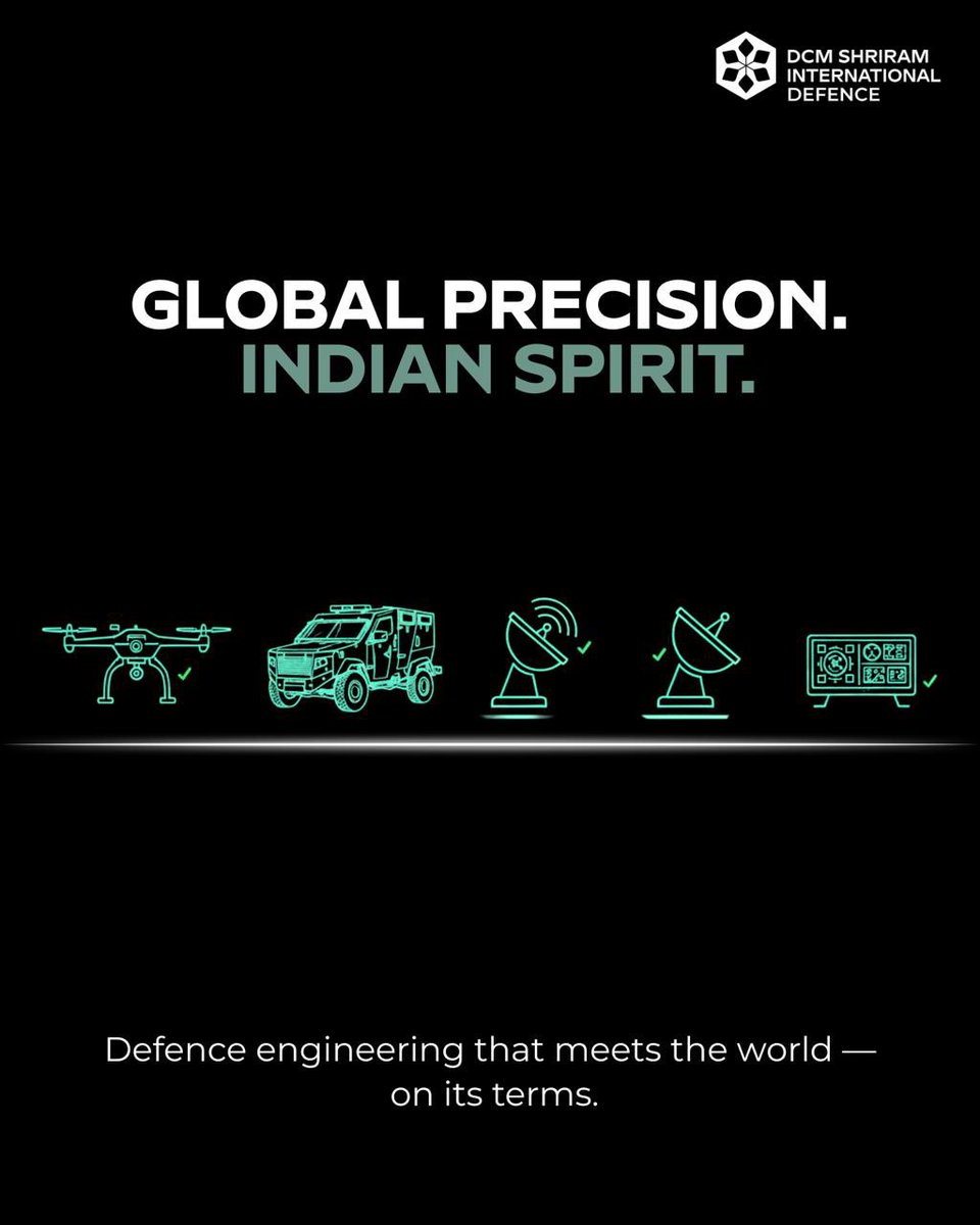 dcmsildefence's tweet photo. Global precision. Indian spirit. Mission-ready.
At DCM Defence, world-class engineering meets Indian ingenuity to deliver systems built for real conditions — precise, rigorously tested, performance-driven.

#DCMDefence #DCMShriramInternational #MakeInIndia #DefenceEngineering https://t.co/vA1JJGzEjT