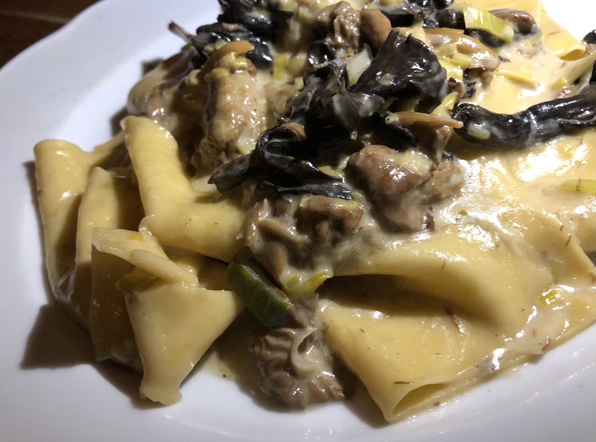 cvgate's tweet image. Fazzoletti, chanterelles, leek, cream @ Giusti