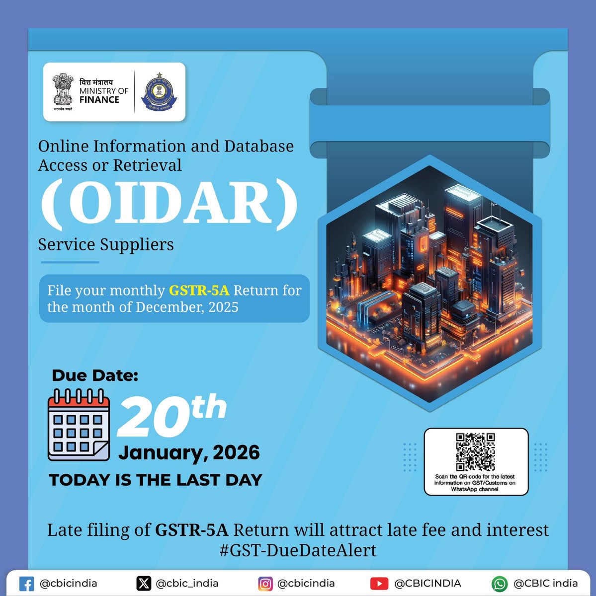 cbic_india's tweet photo. ऑनलाइन सूचना और डेटाबेस एक्सेस या रिट्रीवल (OIDAR) सेवा आपूर्तिकर्ता, कृपया ध्यान दें! https://t.co/bAgF1UGfMG