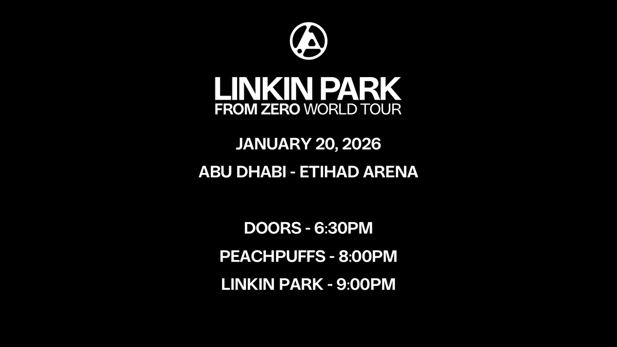 linkinpark's tweet photo. January 20, 2026 | Etihad Arena - Abu Dhabi, UAE https://t.co/cvJbgJtNhr