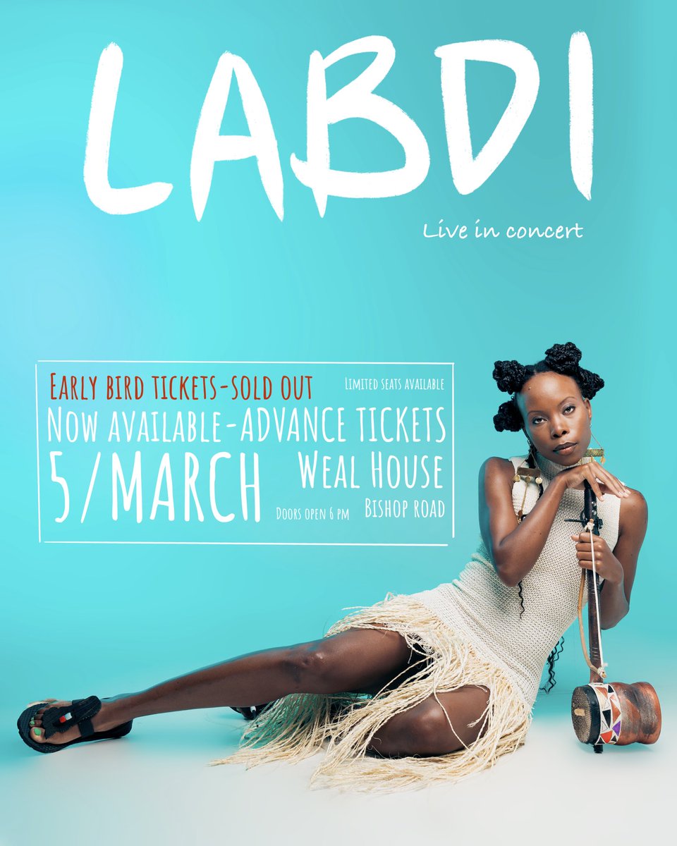 Early Bird tickets SOLD OUT in less than a week!!
The advance tickets are out and limited as well , grab yours if you haven’t yet.
Ticket link - mookh.com/event/labdi-li…

See you on the 5th of March 📍-Weal House -Bishops road Nairobi.
#liveshow #orutu #labdi #musician