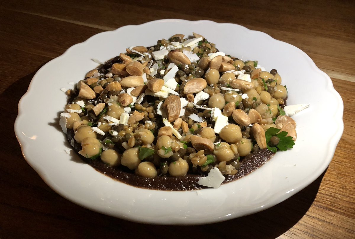 cvgate's tweet image. Lentil, ceci &amp;amp; farro piccolo, ricotta salata, dates, almonds @ Giusti