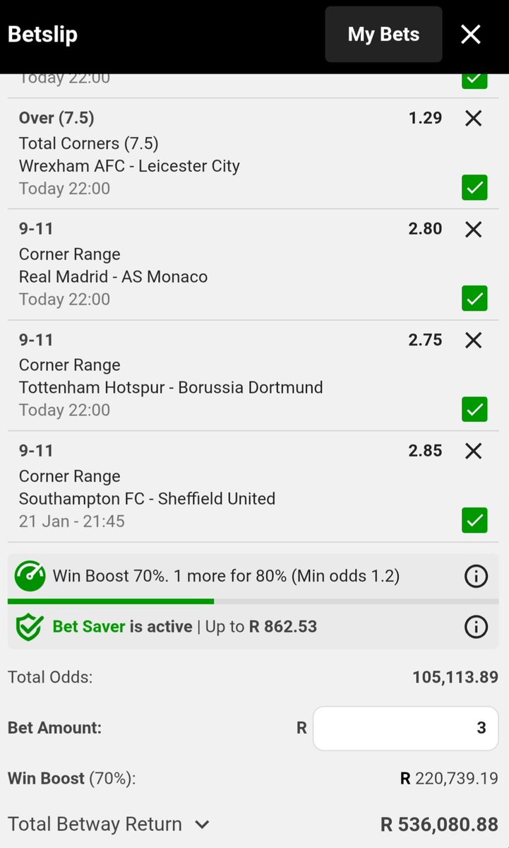 SihlanguDito's tweet photo. 🔥✨️💣🔥✨️💣🔥✨️💣🔥✨️💣🔥✨️
💣We Try UCL & EPL Championship

🔥Mixed Corners Selections Formula
💣Full-time Corners Range 9-11
🔥Full-time Corners Under 11.5 & 12.5 
💣First-half Corners Under 5.5
🔥First-half Corners Over 3.5
💣Full-time Corners Over 6.5 & 7.5

🎟Betway Booking Codes ⤵️ 
🔥 BW33CCA911
💣 BW33CC8E56
🔥 BW33CC7AAB
💣 BW33CC6E67
🔥 BW33CC5933

🙏Goodluck and May God Approve🙏