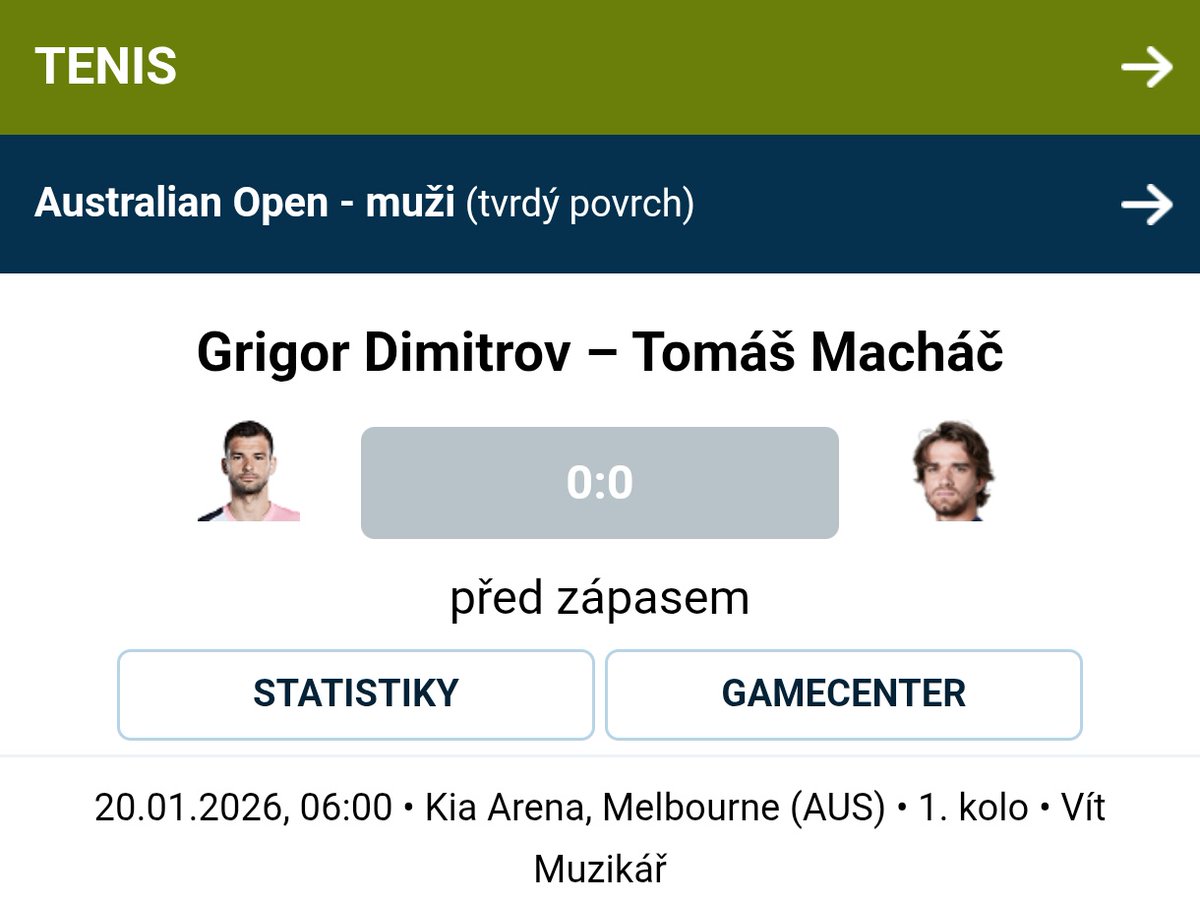 🎾 Tenis | Tomáš Macháč vstupuje do Australian Open v dobrém rozpoložení, na úvod sezony totiž získal svůj druhý titul na okruhu. Jeho soupeřem v prvním kole Grand Slamu bude bývalá světová trojka Grigor Dimitrov. Onlajn poběží ⤵️ 1url.cz/iJm7H
#Onlajny_com #AO