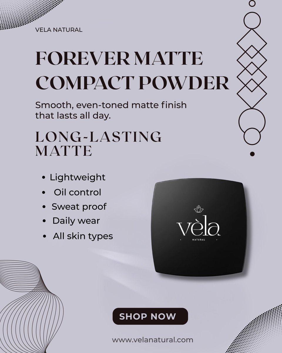VelaNatural01's tweet image. Matte that lasts all day ✨

Vela Natural Forever Matte Compact Powder offers lightweight coverage, oil control, and a smooth matte finish — ideal for everyday use.

👉 velanatural.com
#MatteMakeup #CompactPowder #VelaNatural