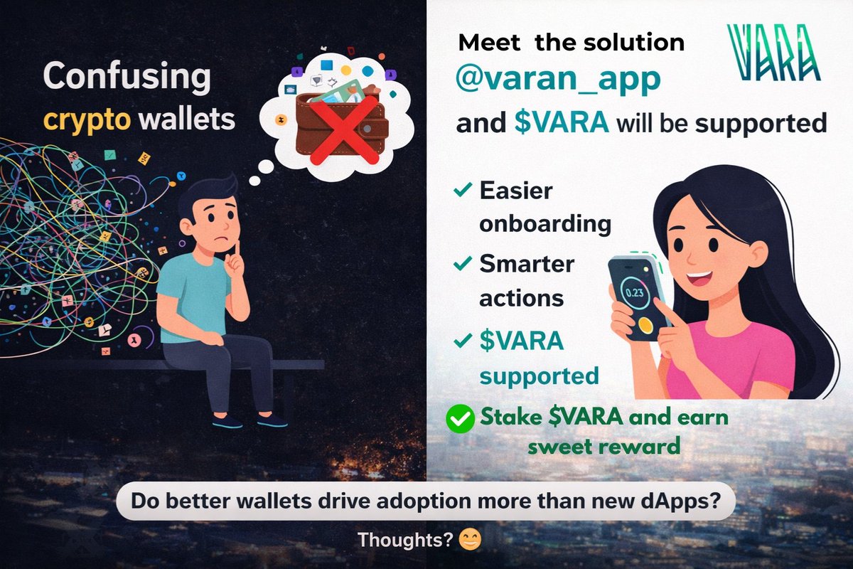 Good news guys! Guess what? A new wallet is being built @varan_app powered  by @VaraNetwork and $VARA will be supported. That means easier access to $ VARA, better onboarding for new users, and