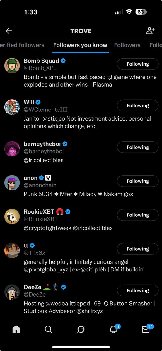 LoAndBehodl's tweet photo. @zachxbt @TroveMarkets Maybe I should unfollow these losers also? https://t.co/7QDze8tRgu
