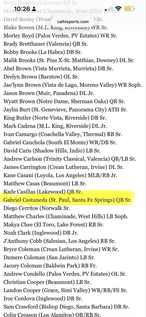 Recognized as Calif All-State Nominee <a href="/CalHiSports/">Cal-Hi Sports</a> 

<a href="/StPaulFootball/">Swordsmen Football</a> <a href="/GhostsofStPaul/">The Ghosts of St. Paul Football</a> <a href="/QBCoachMeyer/">Erik Meyer</a> 

calhisports.com/2026/01/14/fin…