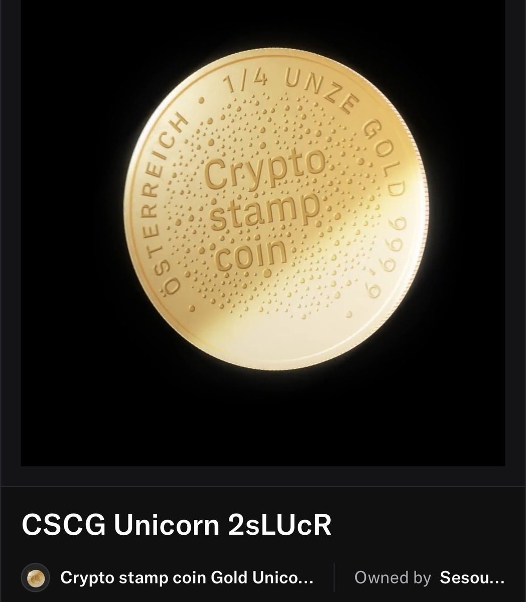 Unique Set (2023): Crypto Stamp Coin &amp; Crypto Stamp 1.0 Unicorn
 
The Crypto Stamp Coin is paired with the legendary #CryptoStamp 1.0 #Unicorn (2019). What makes this set truly one-of-a-kind? It features 7.8 g of pure gold (999.9 alloy) and includes a personalized code that