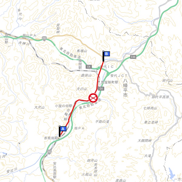 令和8年1月20日発生の風雪に伴う県管理道路通行規制 ・国道282号