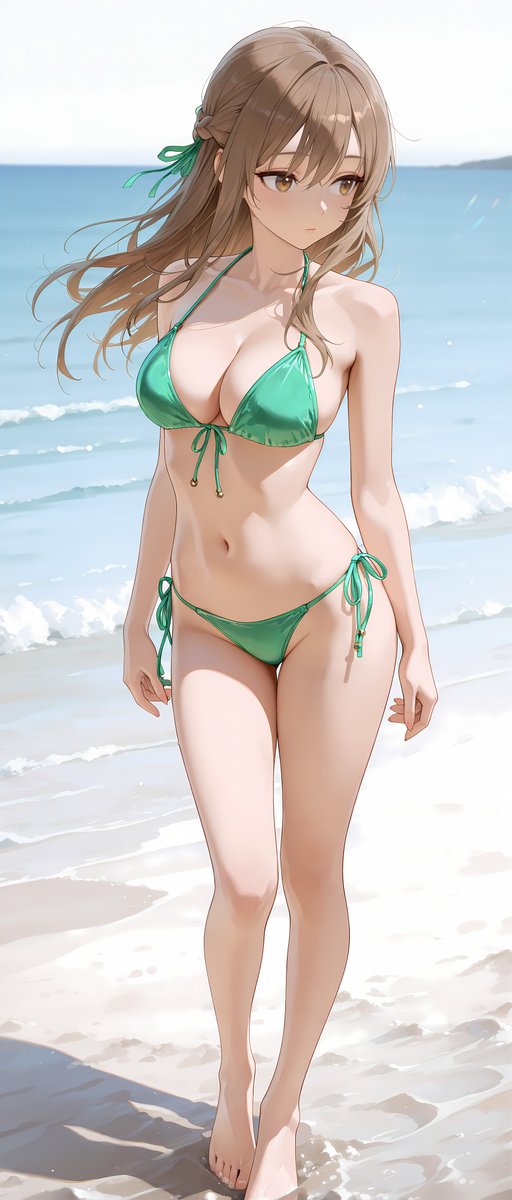 mew0nai's tweet photo. 海とエメラルドビキニ 全身ポートレイト👙 https://t.co/DASUEAbnd7