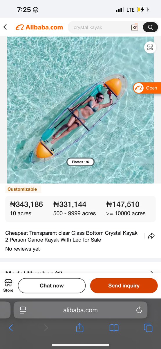 Hon_Danjo's tweet image. Free idea for Ibadan photographer that can use a drone.

Buy a transparent kayak from Alibaba. See picture 1 attached. Let’s say for max 500k with shipping. 

Put on Eleyele lake or the lake in IITA (you might need approval or rub a few hands for this)

Do a test shoot - Find a…