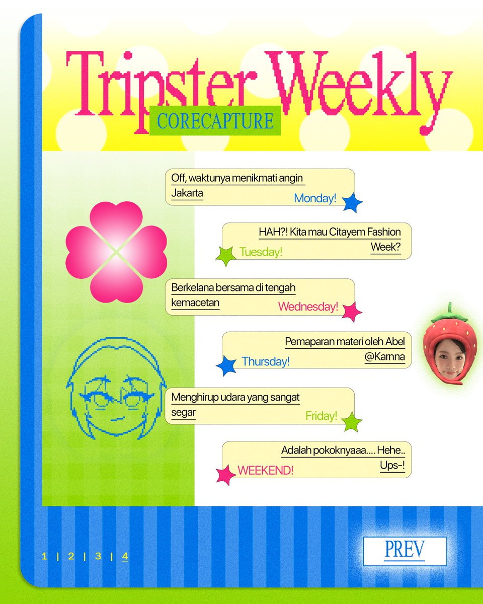 corecapture's tweet image. Sang baskara menyapa dengan pijar yang kian membara! Welcome to Week 3, Tripster. As the summer heat gets bolder, it is time to embrace the golden days ahead. Grab your cool drinks and check our weekly schedule to ensure you don't miss a single moment of fun. ☀️