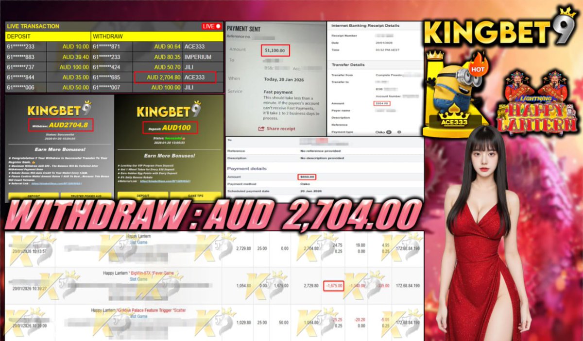 👑𝑪𝒐𝒏𝒈𝒓𝒂𝒕𝒖𝒍𝒂𝒕𝒊𝒐𝒏𝒔 𝑪𝒖𝒔𝒕𝒐𝒎𝒆𝒓 𝑾𝒊𝒕𝒉𝒅𝒓𝒂𝒘👑

👑Deposit -  AUD 100.00
👑Withdraw Amount  -  AUD 2,704.00
⭐️Platform - ACE333 
⭐️Game -  Happy Lantern

⭐️ʟɪᴠᴇ ᴄʜᴀᴛ :KINGBET9.net/#chatroom📷Registerlink:kingbet9aus.com/RFK9TWITT📷