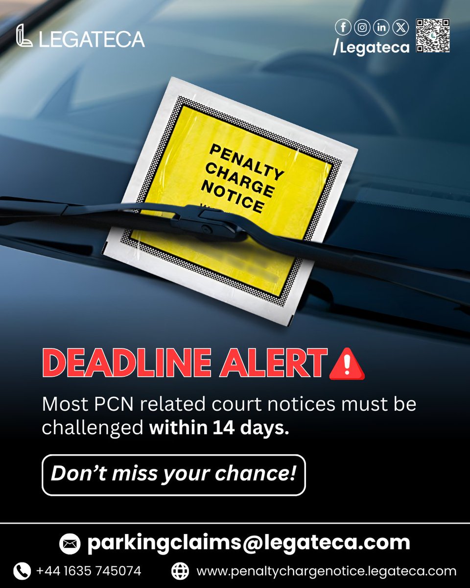 legateca's tweet photo. Legal deadlines don’t pause, but you don’t have to face them alone. If your parking charge has reached the court notice stage, Legateca defends your case at no cost, ensuring timely and informed legal support.
Visit us at: https://t.co/p1tekfkNBy
#legateca #ParkingChargeNotice https://t.co/uZYTiAI6Dj