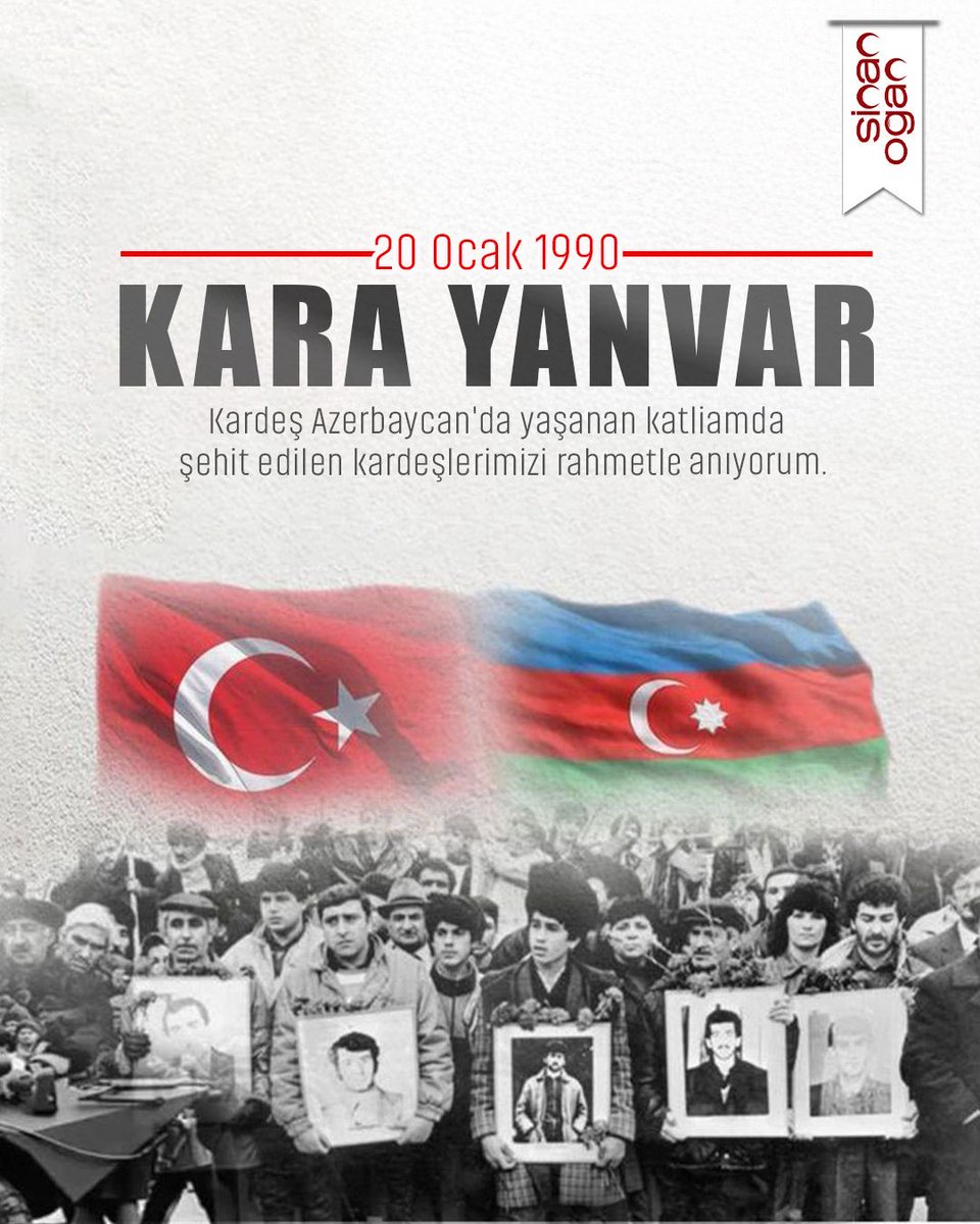 DrSinanOgan's tweet photo. 20 Ocak (Kara Ocak), Azerbaycan’ın bağımsızlık yolunda ödediği en ağır bedellerden biridir.
Hayatını kaybeden şehitleri rahmet ve saygıyla anıyor, kardeş Azerbaycan’ın acısını yüreğimizde taşıyorum.
Unutmadık, unutmayacağız.
#20Ocak #KaraOcak #Azerbaycan 🇦����🇹🇷 https://t.co/QTcb6nmx6V