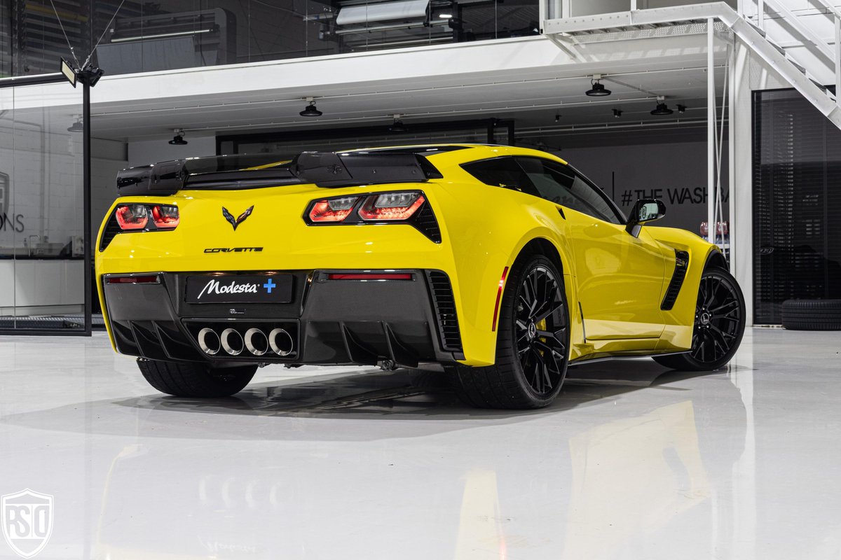 modesta_co's tweet photo. Wrapping up the week with this Corvette Z06 💛
After careful paint correction, we brought the yellow to life and sealed it with Modesta BC-05 for a deep candy-gloss shine and ultimate water repellency. Wheels and door jambs protected with BC-06. 🛡️✨
#modestacoating #modesta https://t.co/ejQm2AXBXX