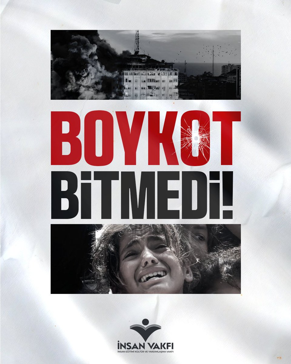 📌 Boykot Bitmedi!  

❗️Gazze’de senelerdir süren bu zulüm bitmedikçe boykot da bitemez!  

❗️ Gazze’nin kavuşacağı özgürlük için tüketim alışkanlıklarımızı değiştirelim; boykotu unutmayalım!
