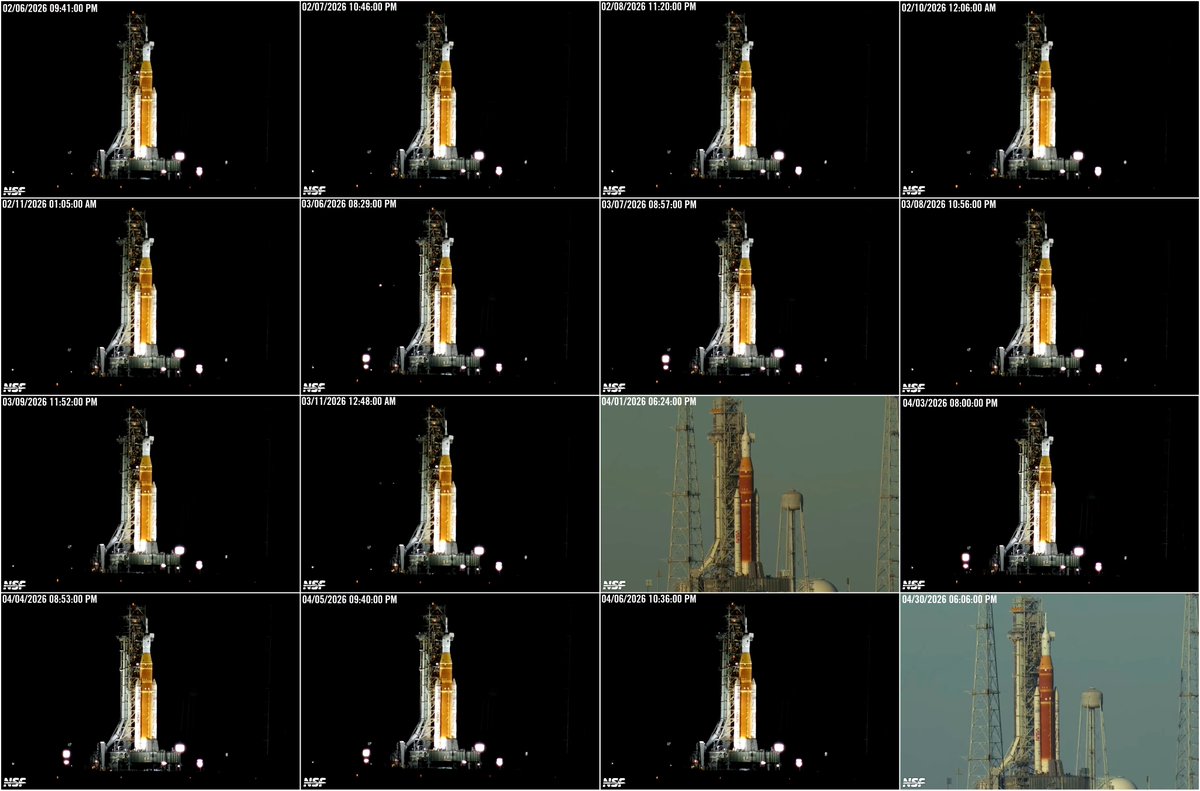 Blobifie's tweet image. Here's what the visibility conditions look like at liftoff for every available Artemis II launch opportunity provided by NASA.

Only 2/16 of the Artemis II launch windows open during the day, with all the others opening past 8 PM.