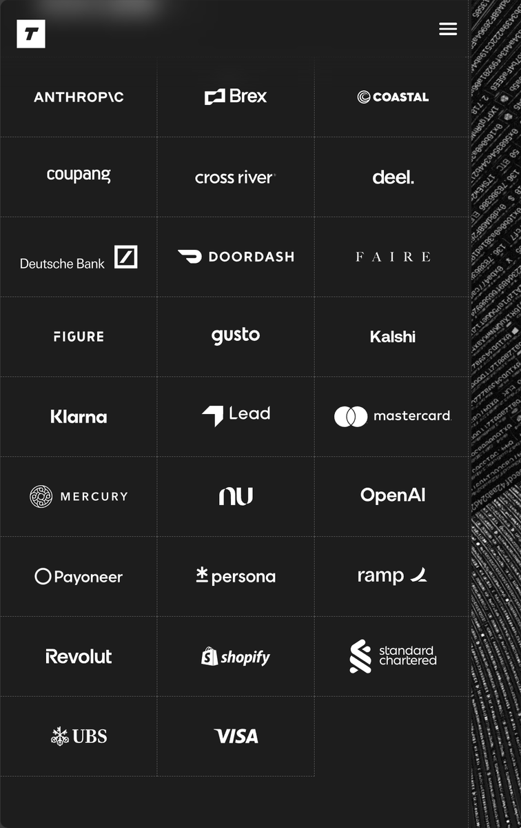 NiftyBusinessCo's tweet photo. Stripe is building its own Layer 1 blockchain for payments and has partnered with major tech and financial players:

Anthropic
Deutsche Bank $DB
DoorDash $DASH
Kalshi
Klarna
Mastercard $MA
Mercury
OpenAI
Payoneer $PAYO
Shopify $SHOP
UBS $UBS
Visa $V https://t.co/jpQACpR648
