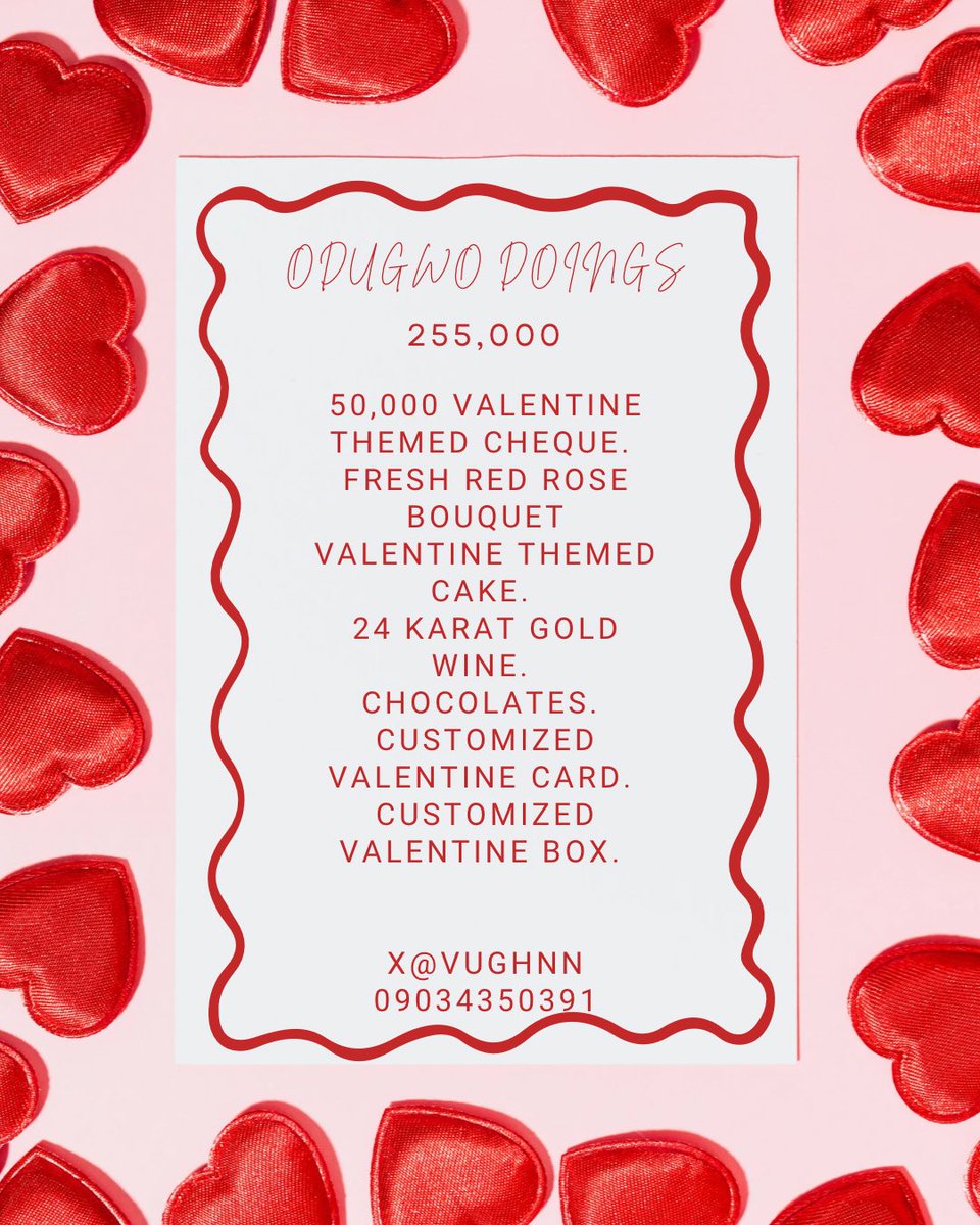 Good day my wonderful PH mutuals. 
I have Valentine packages for sale. 
Do not let your loved one feel left out on Valentine’s Day. 
If you do not like my list, please message me with your preferred items. 
It’s a good time to show love. 
Send me a dm to book a slot❤️