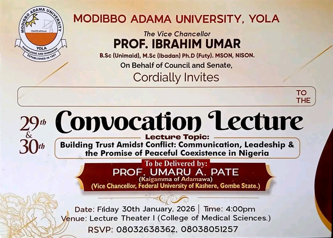 <a href="/MAUYola/">Modibbo Adama University, Yola</a> 29th and 30th CONVOCATION.