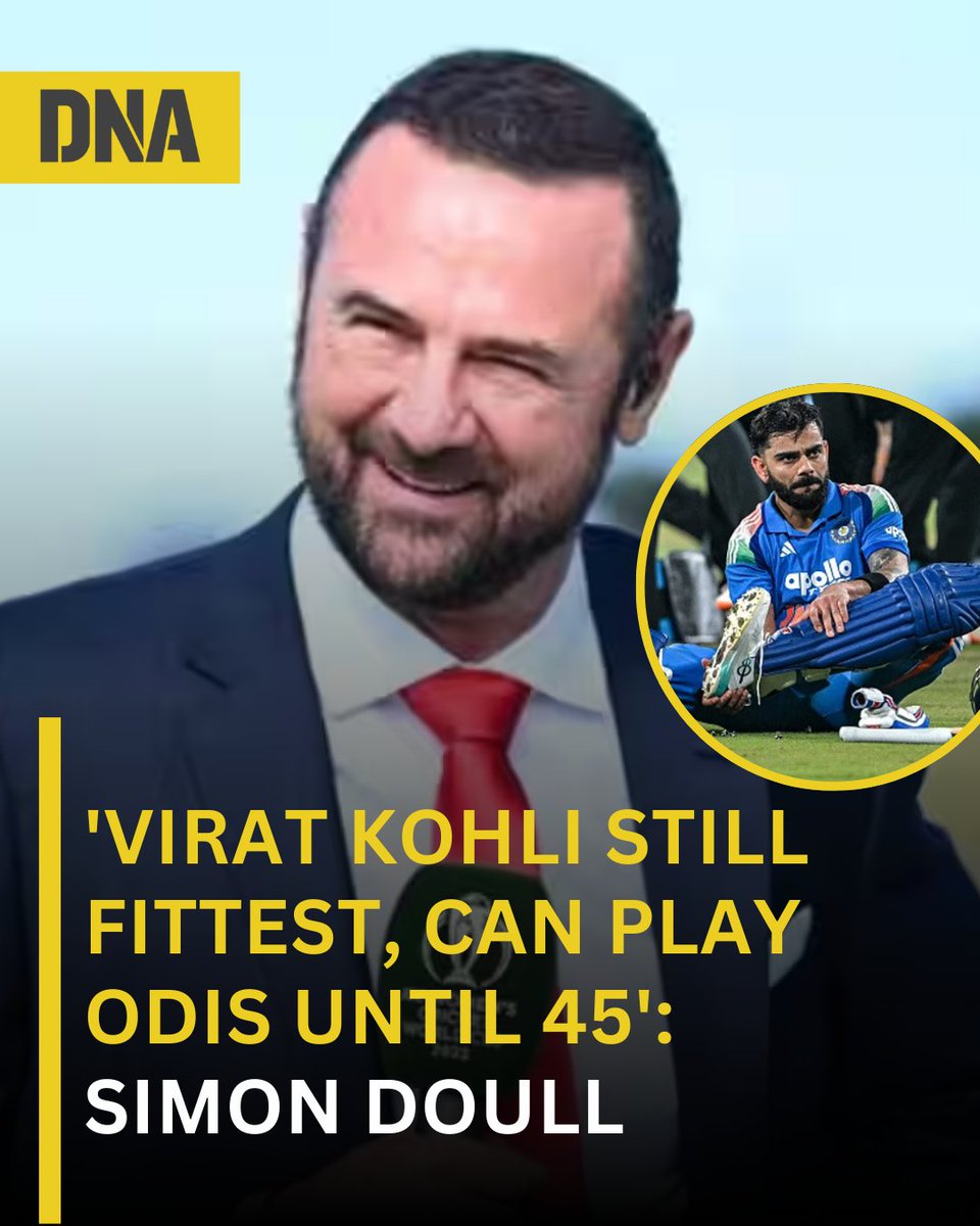dna's tweet photo. Former New Zealand fast bowler Simon Doull has said that Virat Kohli has the ability to play until the age of 45, adding that the great Indian batsman is still one of the fittest cricketers around.
#SimonDoull #ViratKohli #DNAUpdates https://t.co/o762TrkvyN