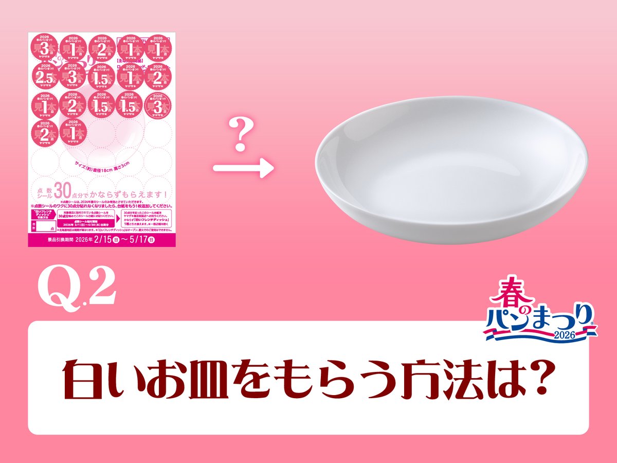 春のパンまつりクイズ 解答編📝／ 白いお皿は、 点数シールを集めてお