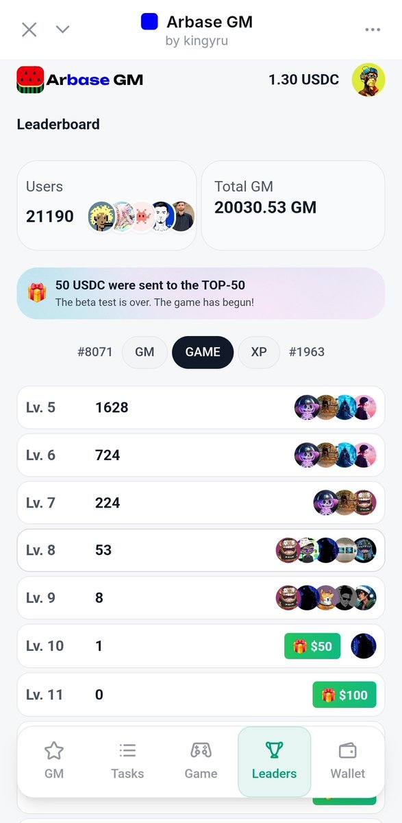 HeyRidu's tweet photo. $400K+ in rewards for doing the simplest thing possible:
show up, say GM, and play a game.

Sounds unreal  but it’s live.

Arbase GM* isn’t just another mini-app.
It’s one of the smartest onboarding experiments happening on Base right now.

No complicated DeFi loops.
No confusing UX.
Just daily habits  real rewards.

What’s happening 
• Built by @kingyru (proven builder)
• 50 USDC distributed daily to top 50 users
• Simple GM check-ins + fun Merge game
• Optional miners to boost progress
• Competitive leaderboard  real incentives

Why I’m paying attention 
The same dev previously shipped a TG mini-app and. distributed $520k+ in rewards. This isn’t theory  it’s execution.

Big respect to
@Basedappcom
@baseapp
@jessepollak
@kingyru

This is how mass onboarding actually works:
-simple, fun, and rewarding.

If you haven’t joined yet, you’re still early  https://t.co/LBPO54iIGM

2026 is shaping up to be wild