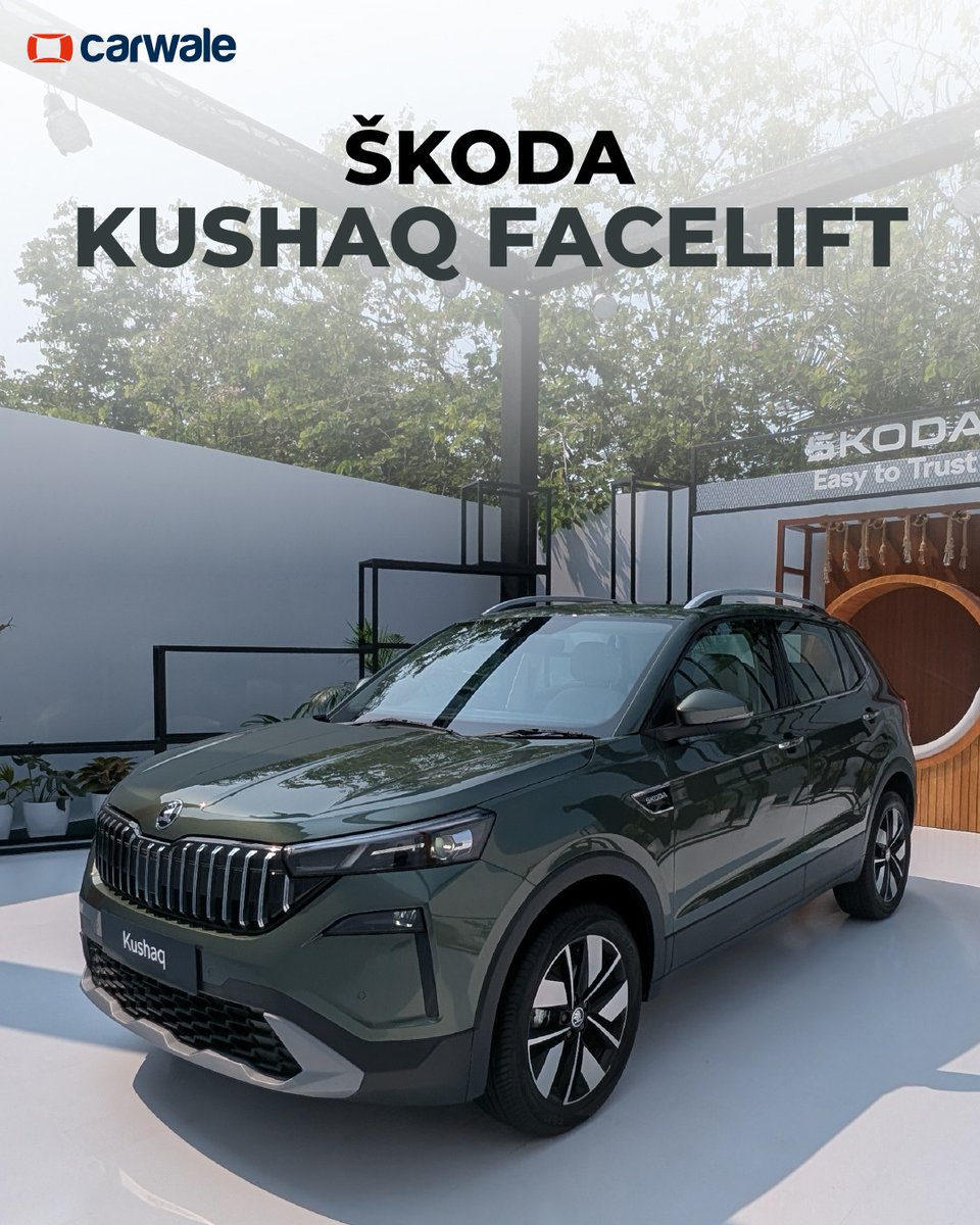 CarWale's tweet photo. Skoda Auto India has pulled the wraps off the Kushaq facelift ahead of its price announcement 👀
Swipe through to see what’s new on the Kushaq facelift.
#skoda #kushaq #skodakushaq #cwphotos #cars #automobiles #carupdates #automobileupdates #carimages #carphotos https://t.co/T5aJer8hNq
