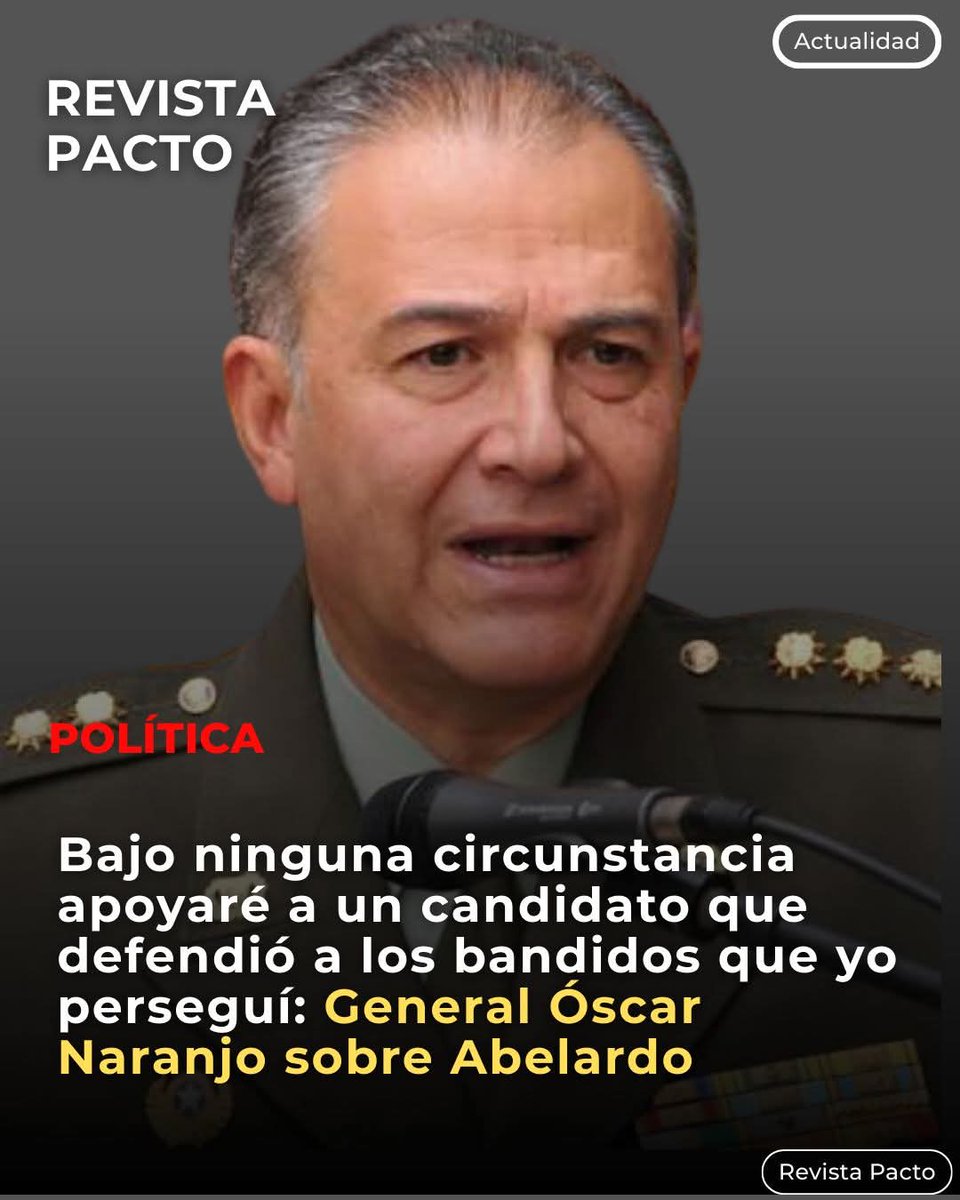 editorey's tweet image. Cuando un laureado y reconocido servidor publico como el @Gr_Naranjo repudia publicamente el ofrecimiento de acompañar como vice al muy fuertemente cuestionado @ABDELAESPRIELLA por su pasado, es una enorme alerta al pais.
Ojo con el #EstafardoConLosFirmes dijo el general.