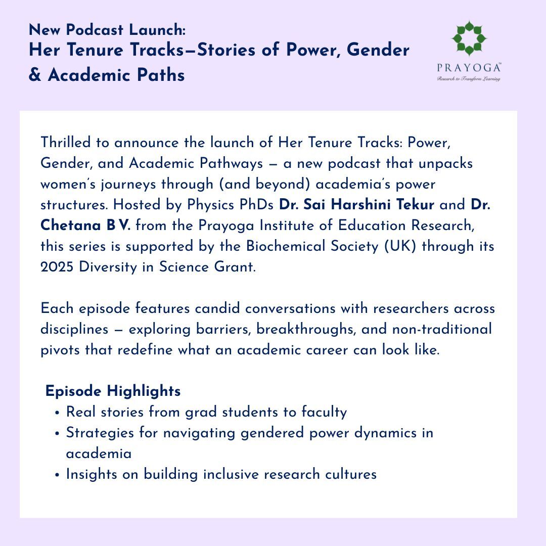 PrayogaIER's tweet photo. Dropping soon on Spotify โ follow for updates, share your tenure tale below, and join the conversation!
#WomenInSTEM #AcademicCareers #DiversityInScience #HerTenureTracks #ScienceCommunication https://t.co/N9YkoCE6O7