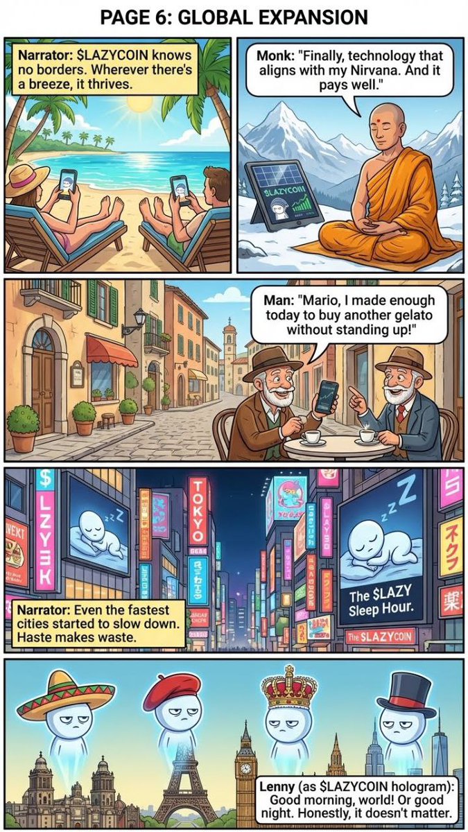 LazyCoinToken's tweet image. PAGE 6 / 20

Borders don’t matter
when you’re not rushing.

#LAZYCOIN #CryptoCommunity