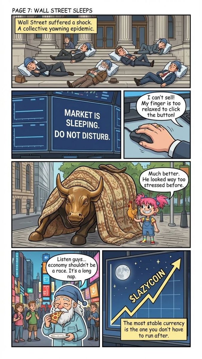 LazyCoinToken's tweet image. PAGE 7 / 20

Markets opened.

Wall Street slept.

#LAZYCOIN #Memecoin