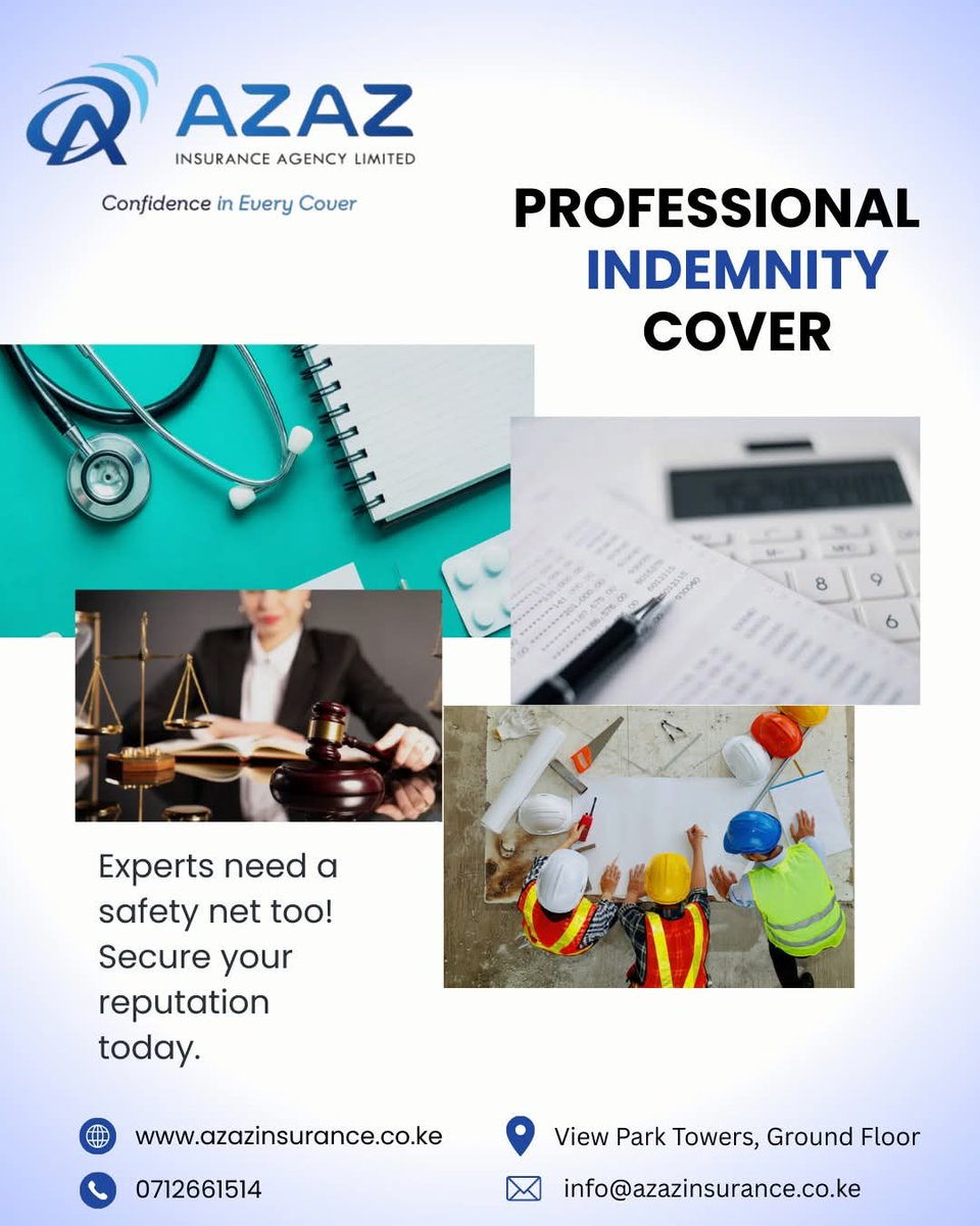 AzazInsurance's tweet image. You deliver expertise, we protect it! PROFESSIONAL INDEMNITY cover protects you from claims arising from errors or omissions. Don't ruin your reputation.
#professionalindemnity 
#ProtectYourReputation 
#insuranceagent
